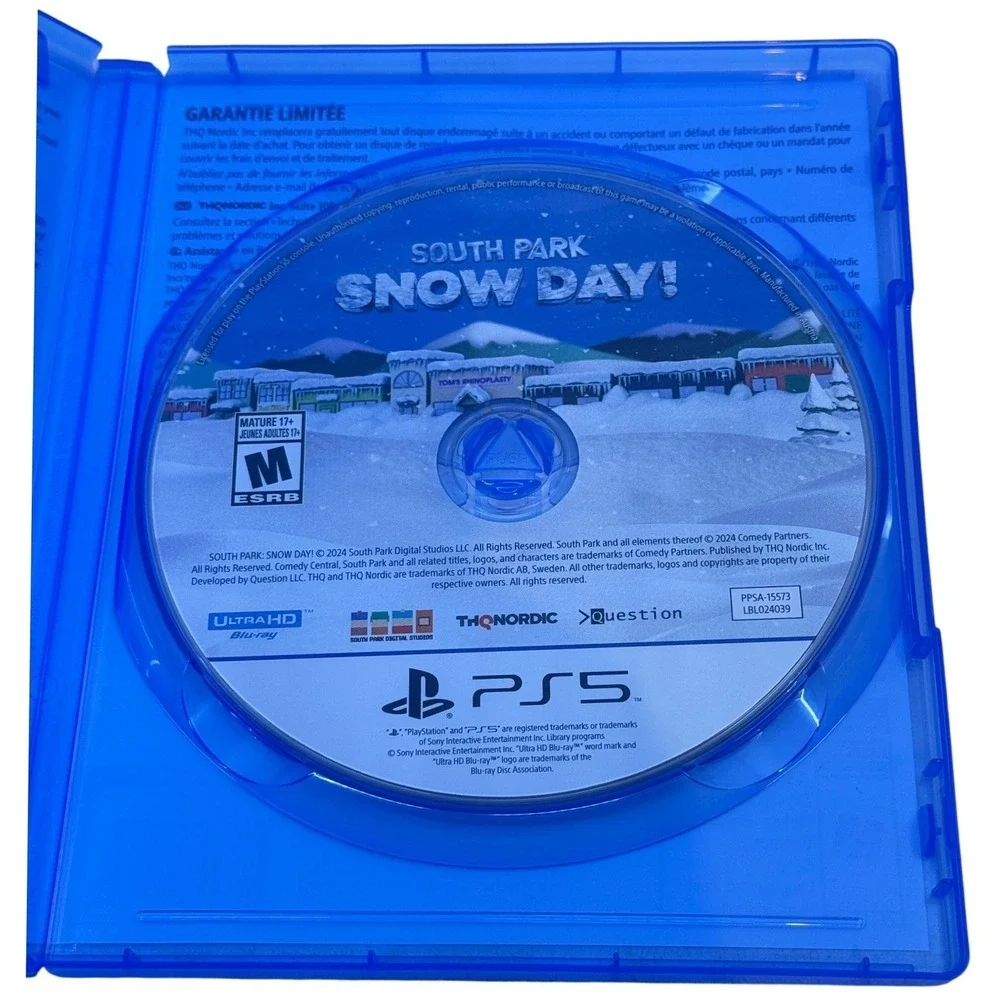 South Park Snow Day! Sony PlayStation 5 PS5 Video Game Disc and Case 2024